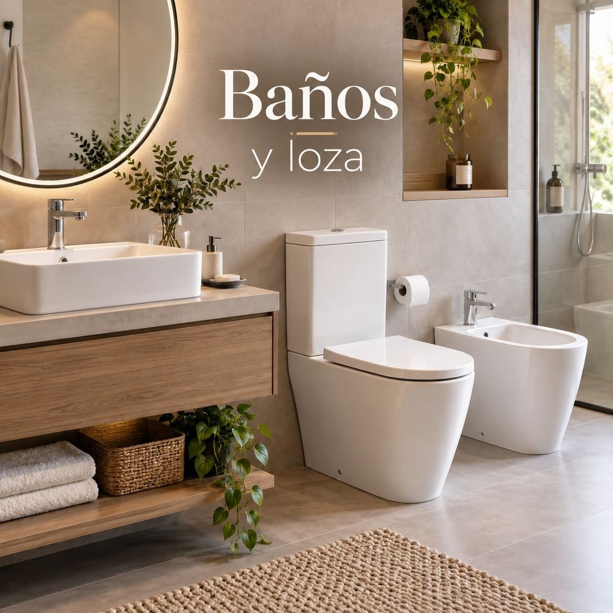 Baño terminado con inodoro, bidet, bacha y vanitory
