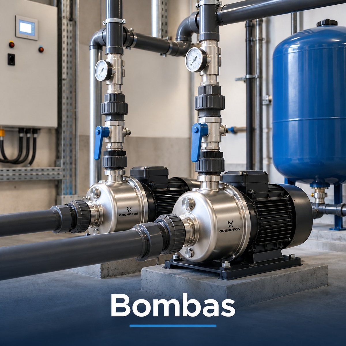 Bombas presurizadoras instaladas en una sala de máquinas