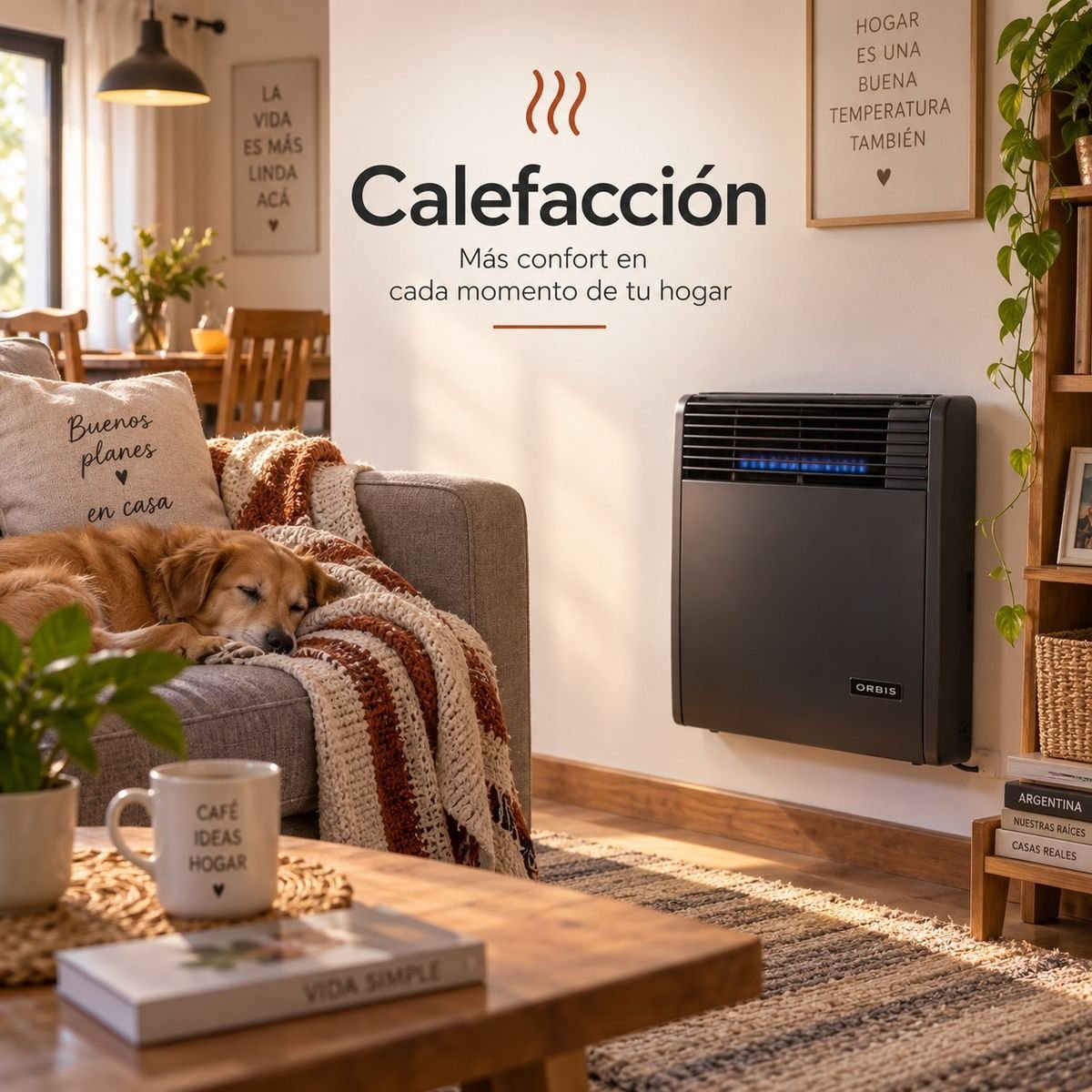 Calefactor tiro balanceado instalado en el living de una casa