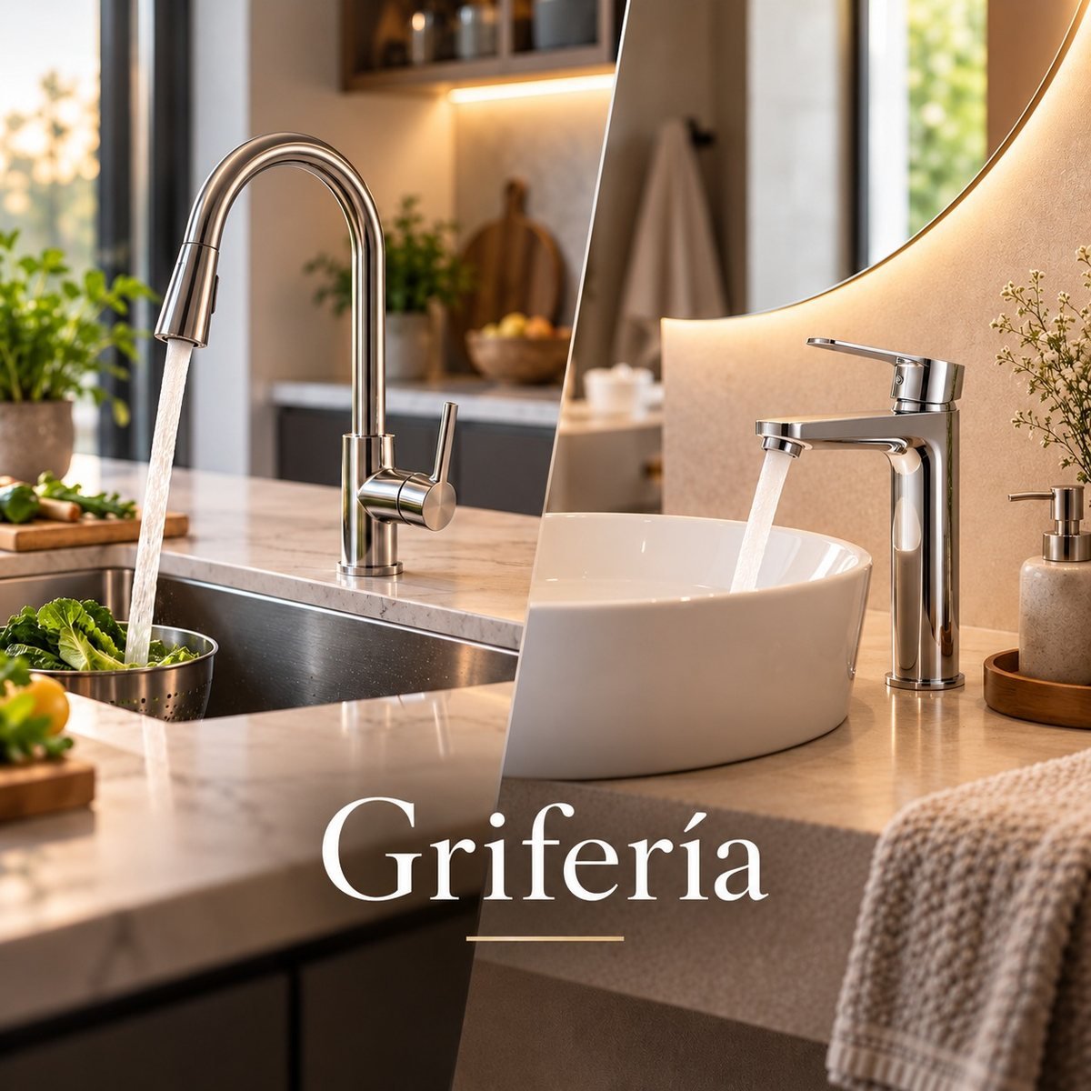 Grifería para baño y cocina instalada, monocomando de mesada