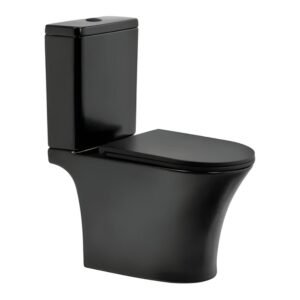 Abruzzo Inodoro Largo negro + asiento + depósito doble descarga